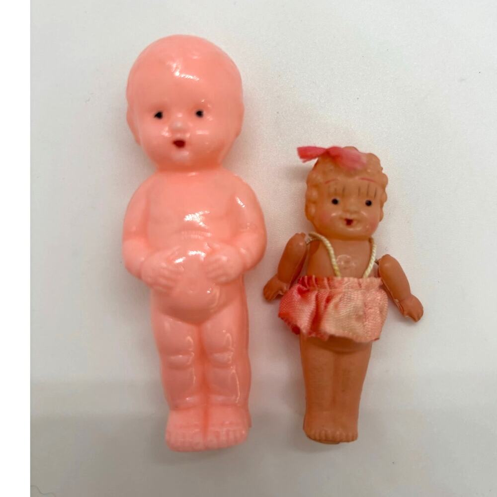 2 Vintage 1930's Celluloid Kewpie-Style Mini Dolls
